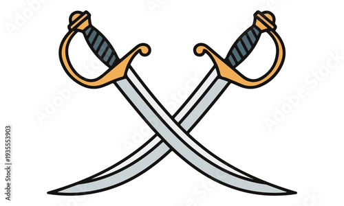 Crossed Pirate Swords Vector Icon on White Background