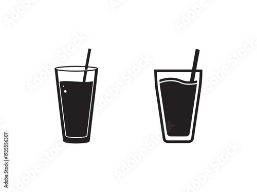 Two glasses of soda with straws one full and one partially filled beverages with liquid and bubbles  cold drinks