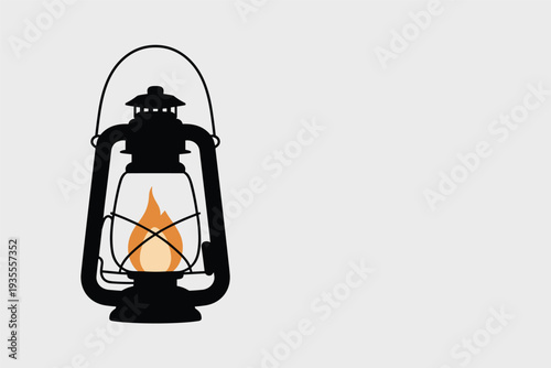 Vintage lantern with warm glowing flame illustration