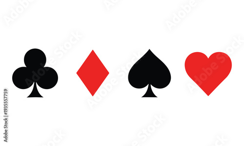 Playing Card Suits Symbols: Clubs, Diamonds, Spades, Hearts