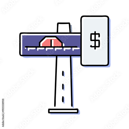 Toll road sign indicating payment required for access  