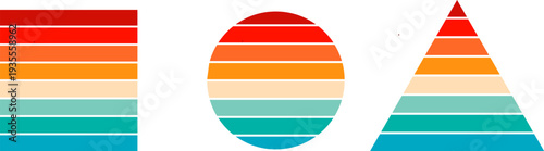 Slika na platnu Retro sunset striped geometric shapes vector illustration featuring square, circ