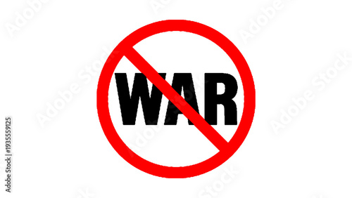 Anti War Sign Icon with Crossed Out Text for Peace Campaign