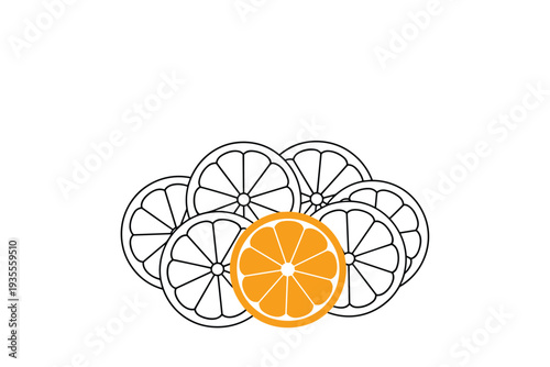 Vibrant orange slice standing out from the crowd