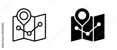 Map Location icon set with style outline and solid. vector simple elements for design and presentation.