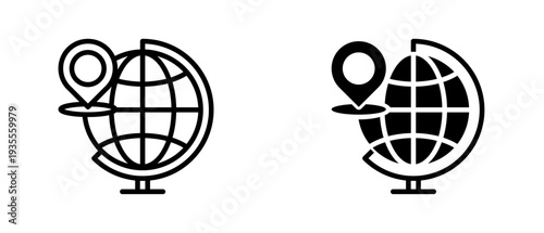 Globe icon set with style outline and solid. vector simple elements for design and presentation.