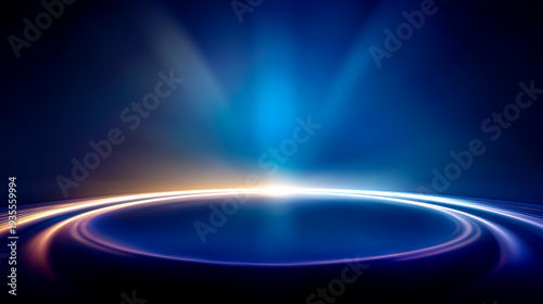 輝くネオンリングと眩い閃光