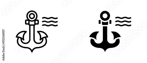 Anchor icon set with style outline and solid. vector simple elements for design and presentation.