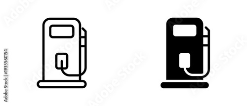 Gas Station icon set with style outline and solid. vector simple elements for design and presentation.