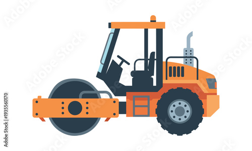 Industrial Asphalt Roller Compactor Construction Vehicle Side View