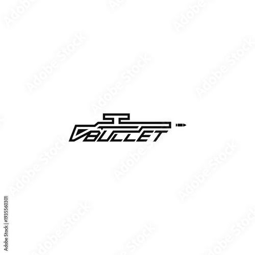 Bullet rifle typography logo.