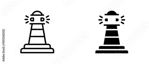 Lighthouse icon set with style outline and solid. vector simple elements for design and presentation.
