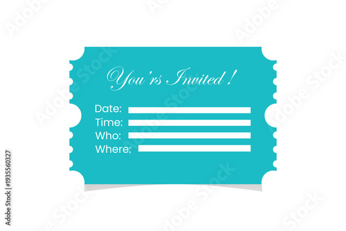 Invitation ticket template with customizable fields for events and gatherings. Vector