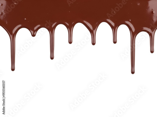 Chocolate drips isolated on transparent background
