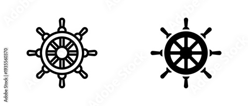 Ship Wheel icon set with style outline and solid. vector simple elements for design and presentation.