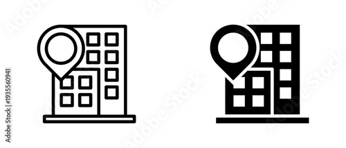 Building icon set with style outline and solid. vector simple elements for design and presentation.