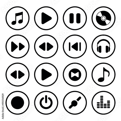 Media Player Icon Vector Design, Multimedia Control Symbol