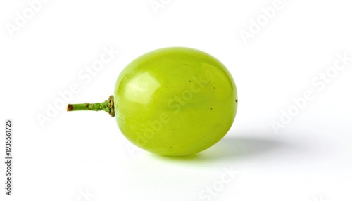 Single Green Grape on White Background, Close-Up Studio Shot.