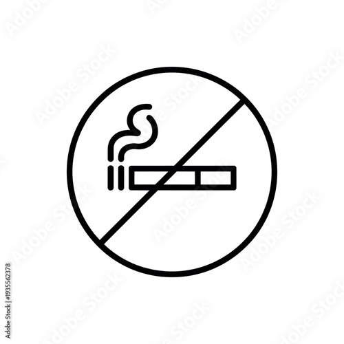 No Smoking Icon Outline Style Thin Line Symbol