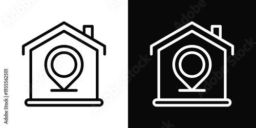 Home Icon In Black And White Filled Style.