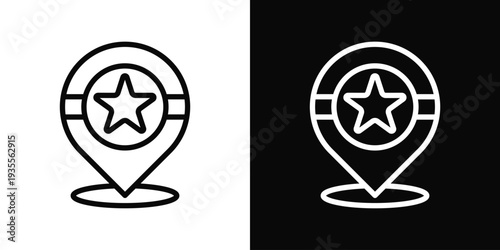 Pin Icon In Black And White Filled Style.
