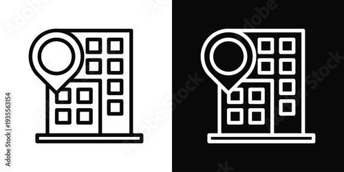Building Icon In Black And White Filled Style.
