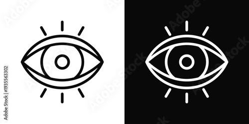 Eye Icon In Black And White Filled Style.