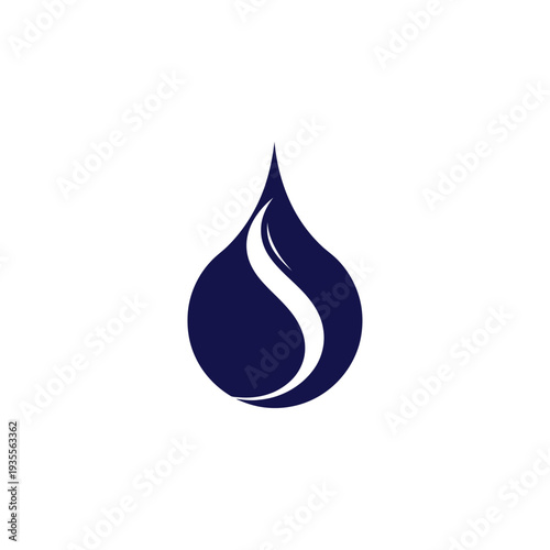 Blue water drop symbol with abstract S letter design