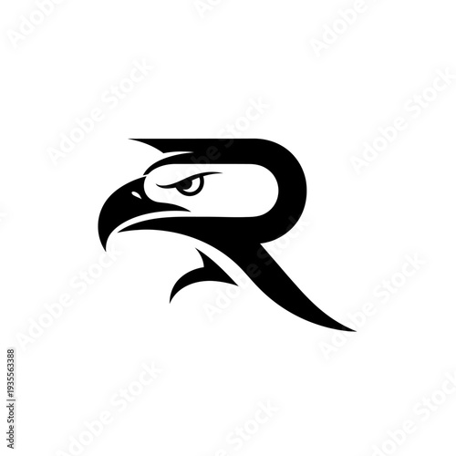 Eagle head with R letter modern logo design
