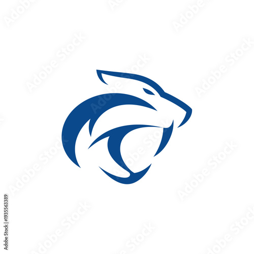 Blue stylized wildcat head logo in modern flat design