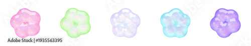 Foto Dreamy Kawaii Jelly Flower Shape Set with Transparent Background, Pastel Yumekaw