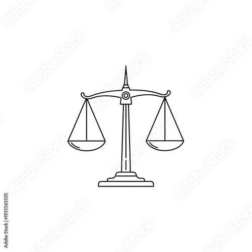 Line art balance scales symbolizing justice and equality