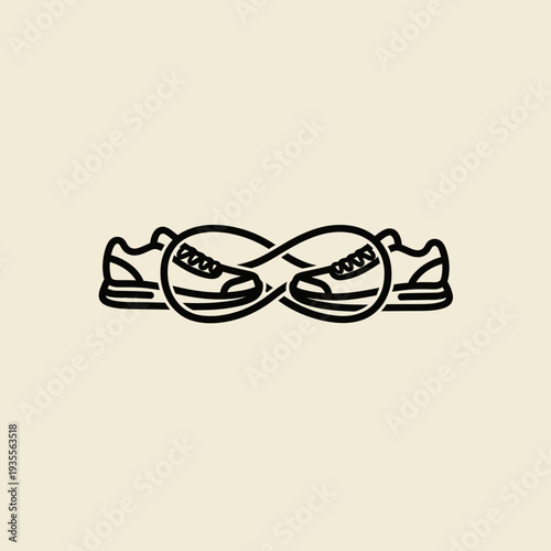 Minimalist line art sneakers forming an infinity symbol