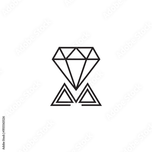 Minimalist black outline diamond with geometric triangles