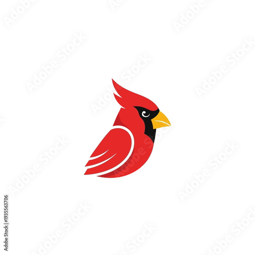 Stylized red cardinal bird icon on white background