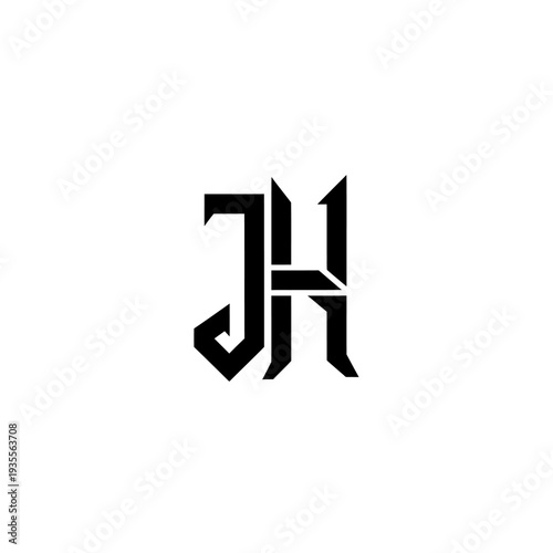 Stylized JH letters intertwined modern monogram logo design