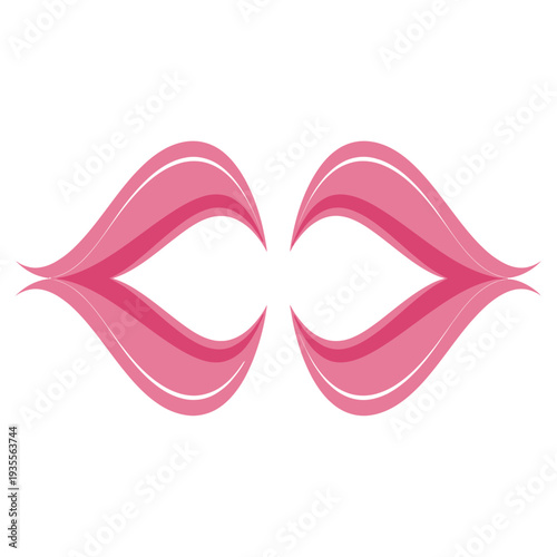 Abstract pink stylized lips illustration on white