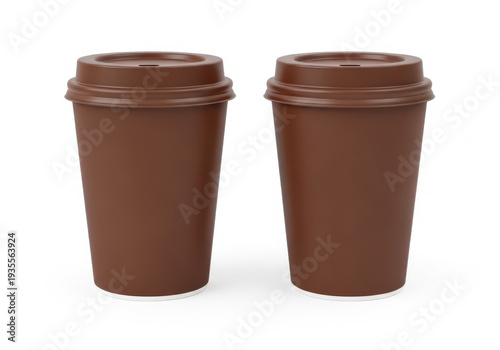 Wallpaper Mural Two brown paper coffee cups with lids placed side by side on a white background isolated on transparent background Torontodigital.ca