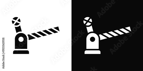 Crossing Icon In Black And White Filled Style.