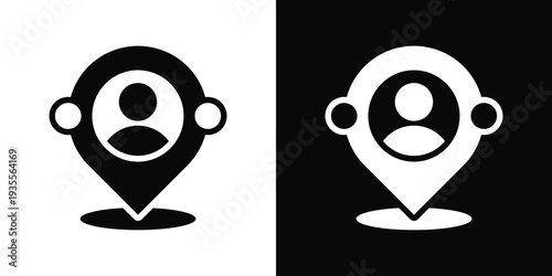 Location Icon In Black And White Filled Style.