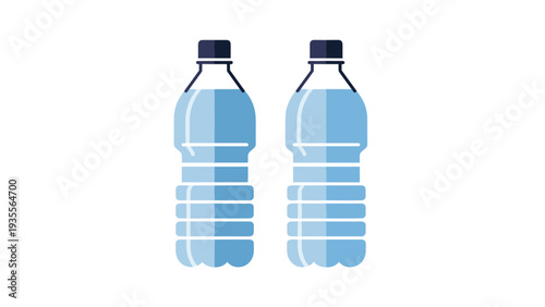 Two plastic bottles filled with clean blue water standing side by side, presented in a simple flat vector illustration style for health.