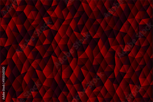 Abstract Red Polygonal Geometric Background with a Dark Gradient and Detailed Facets