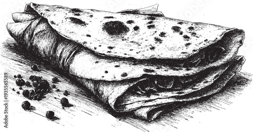 Lavash bread illustration on a white background. This vector illustration can be used in any size you like for advertising, logos, and other work.