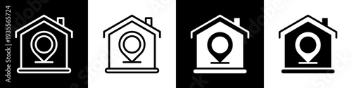 Home Icon In Black And White Filled Style.