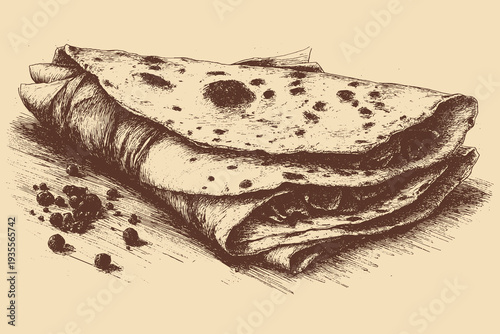 Lavash bread illustration in a vintage style. This vector illustration can be used in any size you like for advertising, logos, and other work.