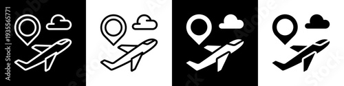 Plane Icon In Black And White Filled Style.