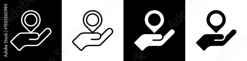 Hand Icon In Black And White Filled Style.