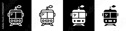 Train Icon In Black And White Filled Style.