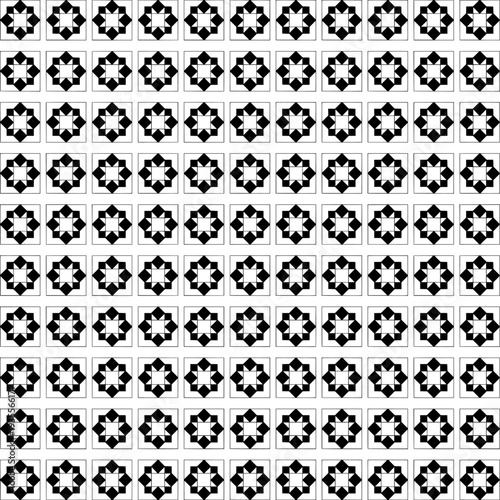 black and white geometric star pattern seamless islamic tiling vector