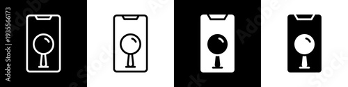 Phone Icon In Black And White Filled Style.